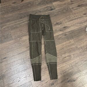 Free People Army Green Lace-Up Leggings